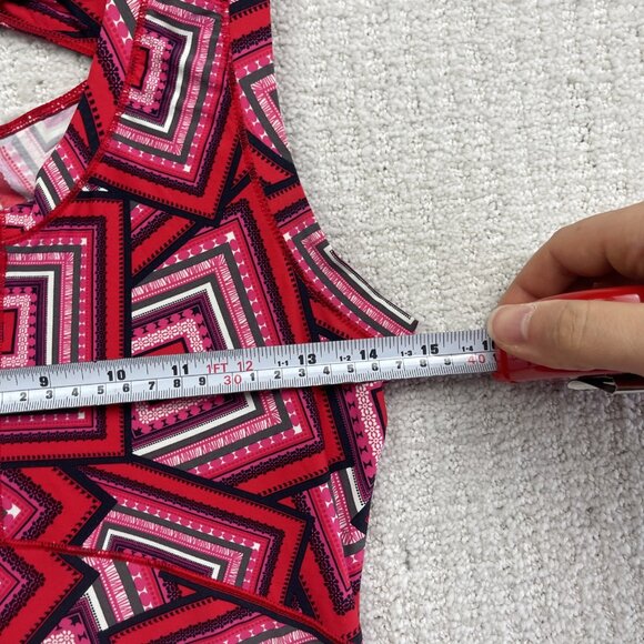 Lole Tank Top Tennis Knit V neck Shirt Women’s Small Psychedelic Boho Red AOP - Picture 8 of 14